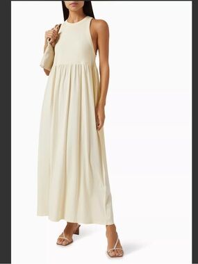 EUC Ninety Percent Sara Dress Organic Cotton White Racerback Maxi X-Small XS